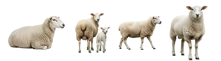 Obraz premium A group of sheep standing together on transparent background