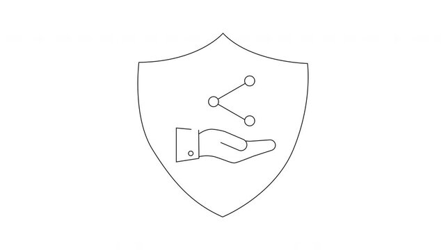 Shielded Hand Sharing Data - Security and Protection Concept.