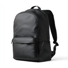Fototapeta premium sleek black backpack with front zip pocket on white