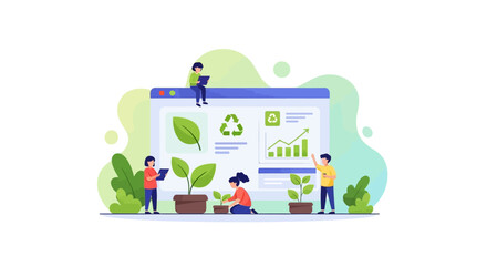 Fototapeta premium Children Discovering Nature Using Digital Dashboard