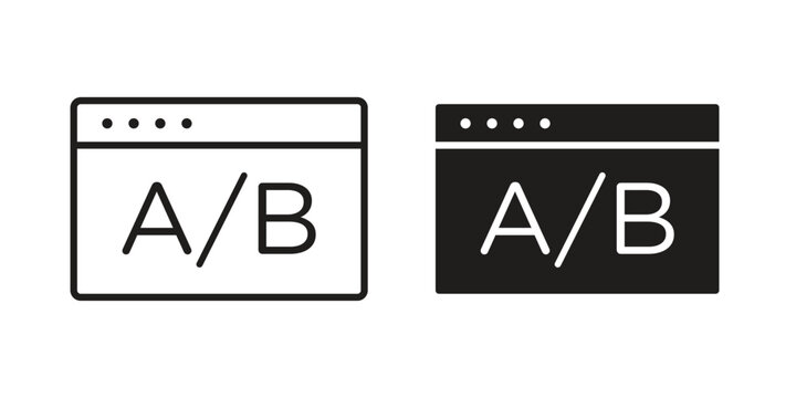 A B test icon in black stroke eps vector graphic