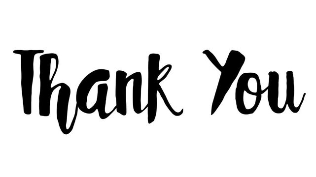 Black handwritten thank you text on white background