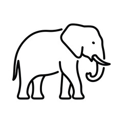 Fototapeta premium Black line art illustration of an elephant standing alone on white background