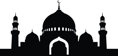 Silhouette of a mosque with domes and minarets © Rohima