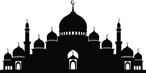 Silhouette of a mosque with domes and minarets © Rohima