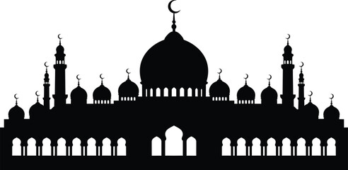 Silhouette of a mosque with minarets and domes © Rohima