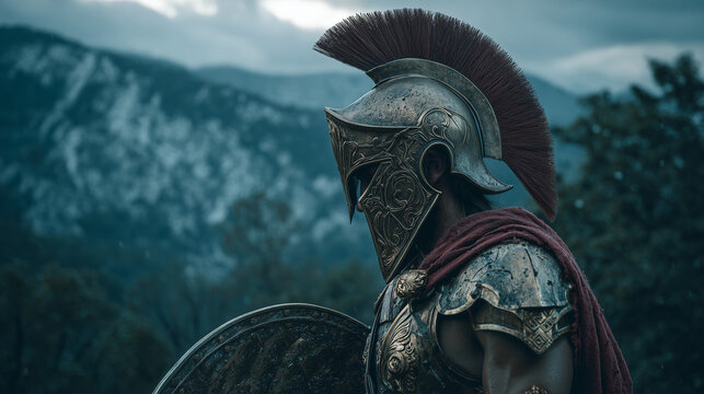 spartan warrior in the mountains