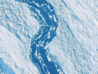 Aerial view of arctic sea ice melting opening