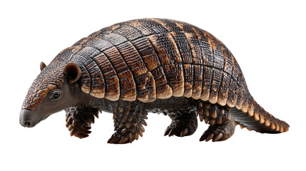 Fototapeta premium Armadillo's Detailed Study: A close-up study of an armadillo reveals its intricate armored shell, a symbol of resilience and adaptation in the natural world.