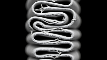 Macro View of Twisted White Fabric Column with Detailed Weave and Shadows