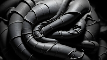 Abstract Dark Twisted Tubes and Wiry Shapes 3D Rendered Artistic Background