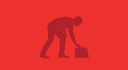 Man bending over with briefcase.