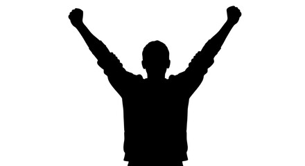 Man Celebrating with Raised Arms.