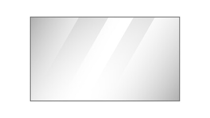 Obraz premium PNG clear transparent glass plate with realistic light reflection and soft glare. Crystal clean glossy rectangular acrylic plastic panel screen overlay for mockup isolated on transparent background.