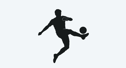Obraz premium Man Kicking Football Silhouette Action.