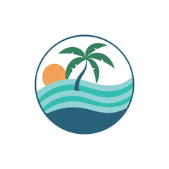 Beach Logo Vector Tropical Ocean Summer Travel Branding Design