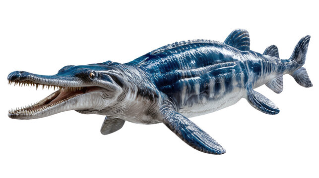 Ancient Marine Predator: A meticulously detailed illustration of Ichthyosaurus, a prehistoric marine reptile, showcasing its streamlined body and fearsome features.