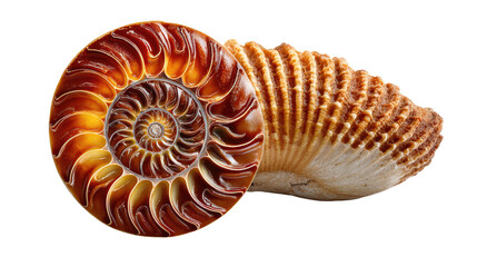 Ocean's Spiral Symphony: Intricate nautilus shell, showcasing nature's architectural marvel with its mesmerizing spiral, evokes a sense of tranquility.