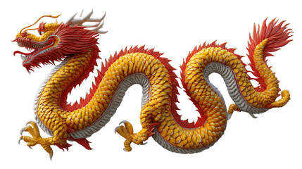 Fototapeta premium Golden Dragon Emblem: An intricate illustration of a majestic golden dragon, a symbol of power and prosperity, is depicted with intricate detail.