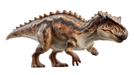 Fototapeta premium Prehistoric Wonder: A meticulously detailed miniature model of a dinosaur, a magnificent creature from the past, rendered in rich brown tones. 