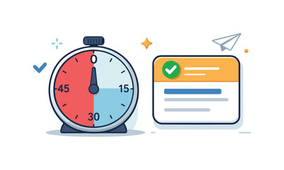Obraz premium Productivity and time management visualized through a timer beside a single highlighted task card, emphasizing deep focus and