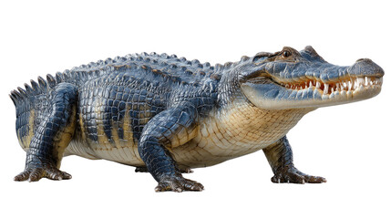 Obraz premium Powerful Crocodile in Profile: A formidable crocodile, its textured hide and razor-sharp teeth showcase its primeval elegance and strength, embodying raw power and predatory grace.