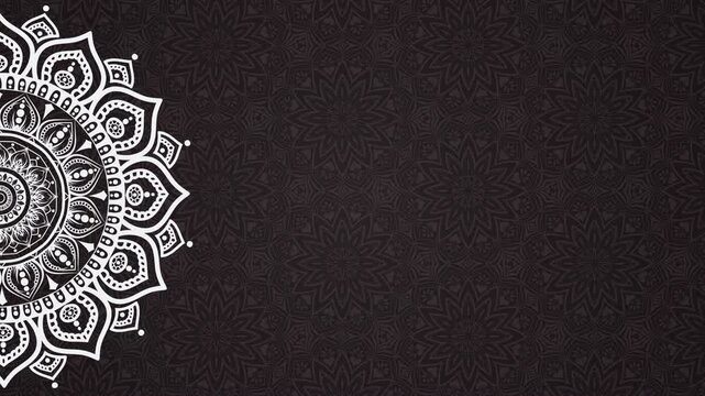 Gold mandala Islamic ornament rotation on a black background. Opening frame video Islamic video Isolated on Animation Video