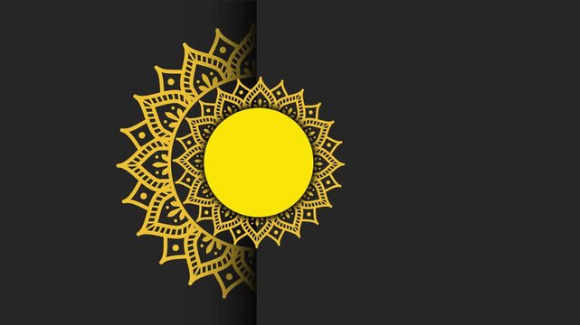 Golden oriental mandala rotation animation on dark background. Royal background with mandala animation. Islamic animated video royal golden arabesque pattern Arabic Islamic east style