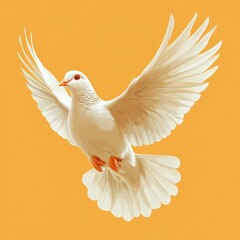 Fototapeta premium A graceful white dove glides effortlessly, adding elegance to the scene