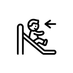 Obraz premium Person Sliding Down Staircase with Arrow on White Background