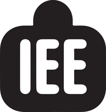 Ice Cube Icon with IEE Text Solid, Black solid ice cube icon with IEE

