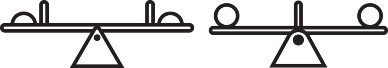 balance swing icon, playground seesaw vector icon set. Simple black and white seesaw illustration with a minimalist silhouette. Seesaw icon, logo, app, template. EPS10