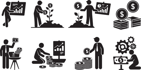 Fototapeta premium Business Finance Icons Set for Marketing and Investment Strategy