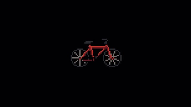 8bit Pixel Art Bicycle Looping Animation with Transparent Background &ndash; Retro Cycling Sprite