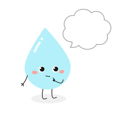 Cute cartoon waterdrop with thought bubble