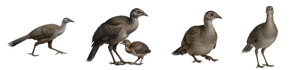 Obraz premium A group of gray birds standing on a transparent background