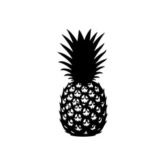 Fototapeta premium Black and white illustration of a stylized pineapple with spiky top and textured surface