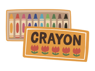 Kids Crayons Box Illustration &ndash; Bright Drawing Supplies Clipart
