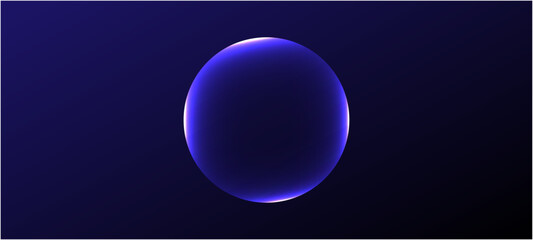 Neon futuristic 3d sphere of blue and purple glowing digital waves and particles. Future technology concept, blue abstract background © nijom