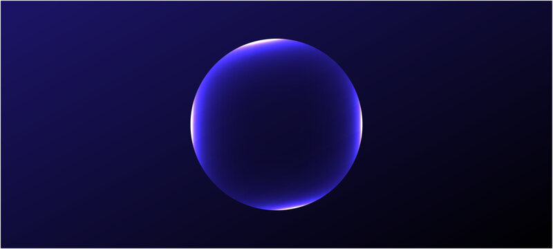 Neon futuristic 3d sphere of blue and purple glowing digital waves and particles. Future technology concept, blue abstract background