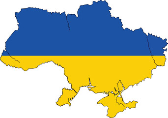 Obraz premium Ukraine map in national colors blue and yellow isolated illustration
