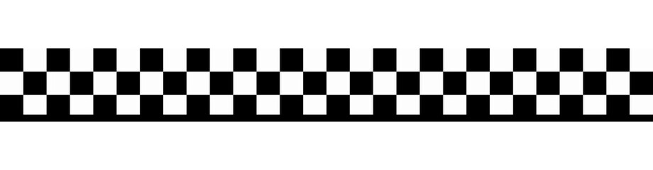 Horizontal checkered racing strip, classic motorsport banner element for car event branding and competition layouts, PNG with transparent background © Hasheb Anzar