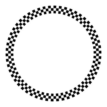 Circular checkered racing border, round motorsport frame element for race event branding, badges and competition graphics, PNG with transparent background