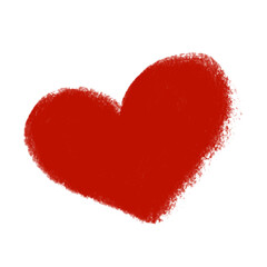 A decorative illustration of a red heart in a simple cartoon style on a white isolated background. The flat design features soft shapes and vibrant colors. Suitable for cards, stickers, packaging, rom