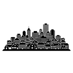 Obraz premium Cityscape Silhouette of Buildings and Houses.