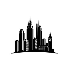 Obraz premium Modern City Skyline Silhouette with Iconic Clock Tower.