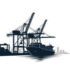 Fototapeta premium Container Ship and Cranes at a Busy Port.