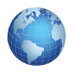 Blue Earth Globe Illustration Showing Americas and Africa
