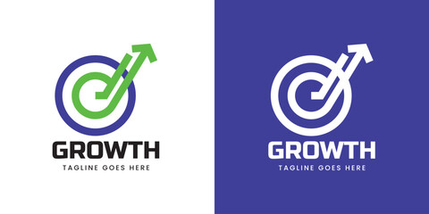 Growth Target Logo Design with Arrow and Business Success Symbol