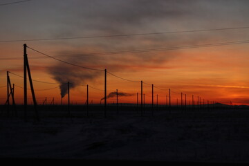 sunset over the field
